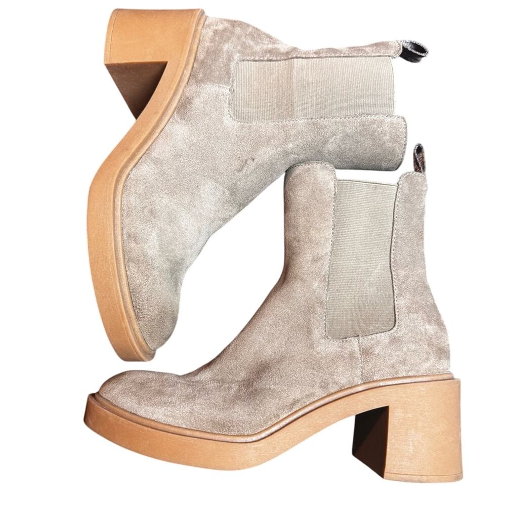 Dolce Vita Gage Crepe Suede Chunky Block Heel Ankle Boot Size 9 M y2K Western - Picture 1 of 16